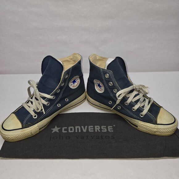 Vtg Converse All Star Chuck Taylor High Top John Varvatos Navy Made In USA 3 1/2 - Picture 1 of 8